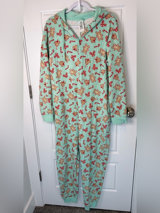 Disney Other - Disney Mickey Bars Mouse Holiday Gingerbread Hooded Romper Pajamas Adult Large
